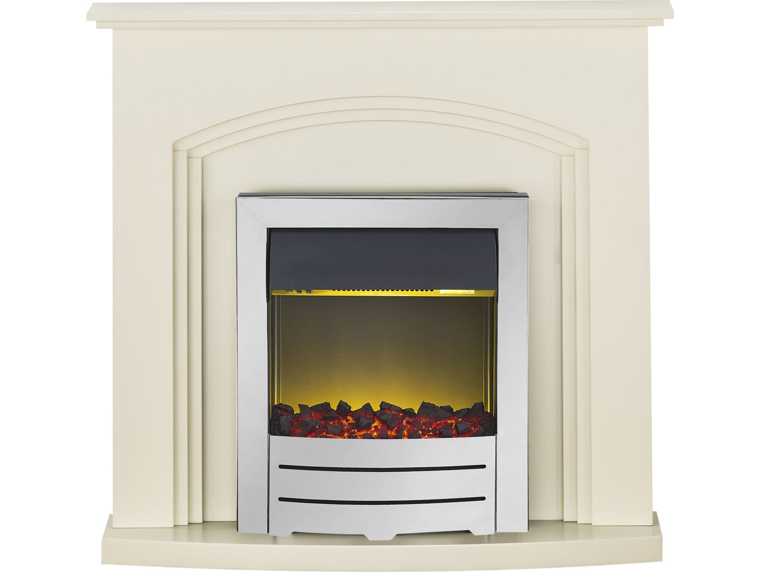 Adam Truro Fireplace Suite in Cream with Colorado Electric Fire in Chrome,  41 Inch