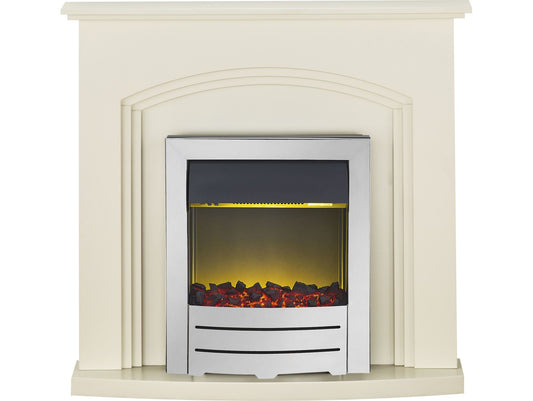Adam Truro Fireplace Suite in Cream with Colorado Electric Fire in Chrome,  41 Inch