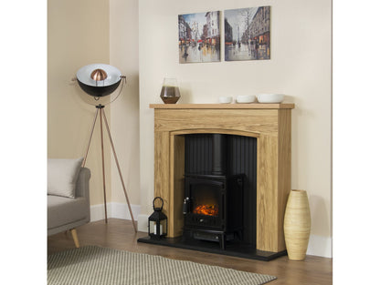 Adam Turin Stove Suite Oak & Black + Aviemore Electric Stove Black Enamel 48"