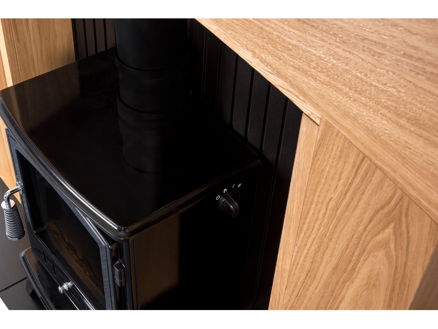 Adam Turin Stove Suite Oak & Black + Aviemore Electric Stove Black Enamel 48"