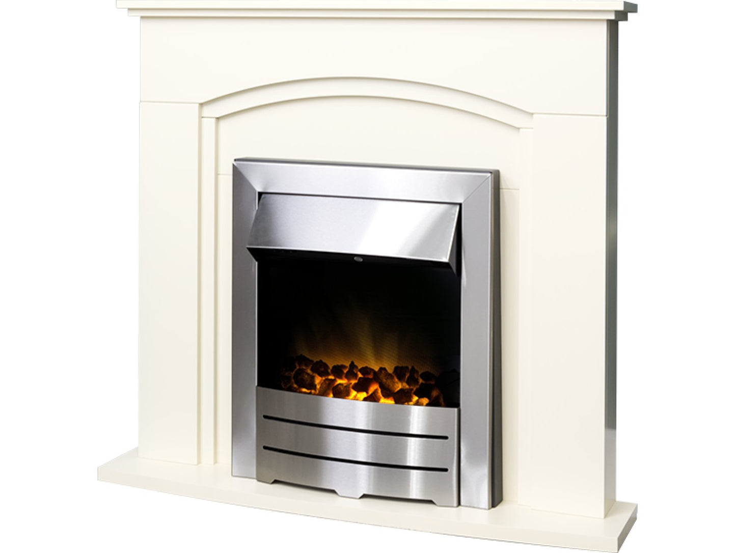Adam Venice/Devon Fireplace Suite Cream + Colorado Electric Fire Brushed Steel, 39"