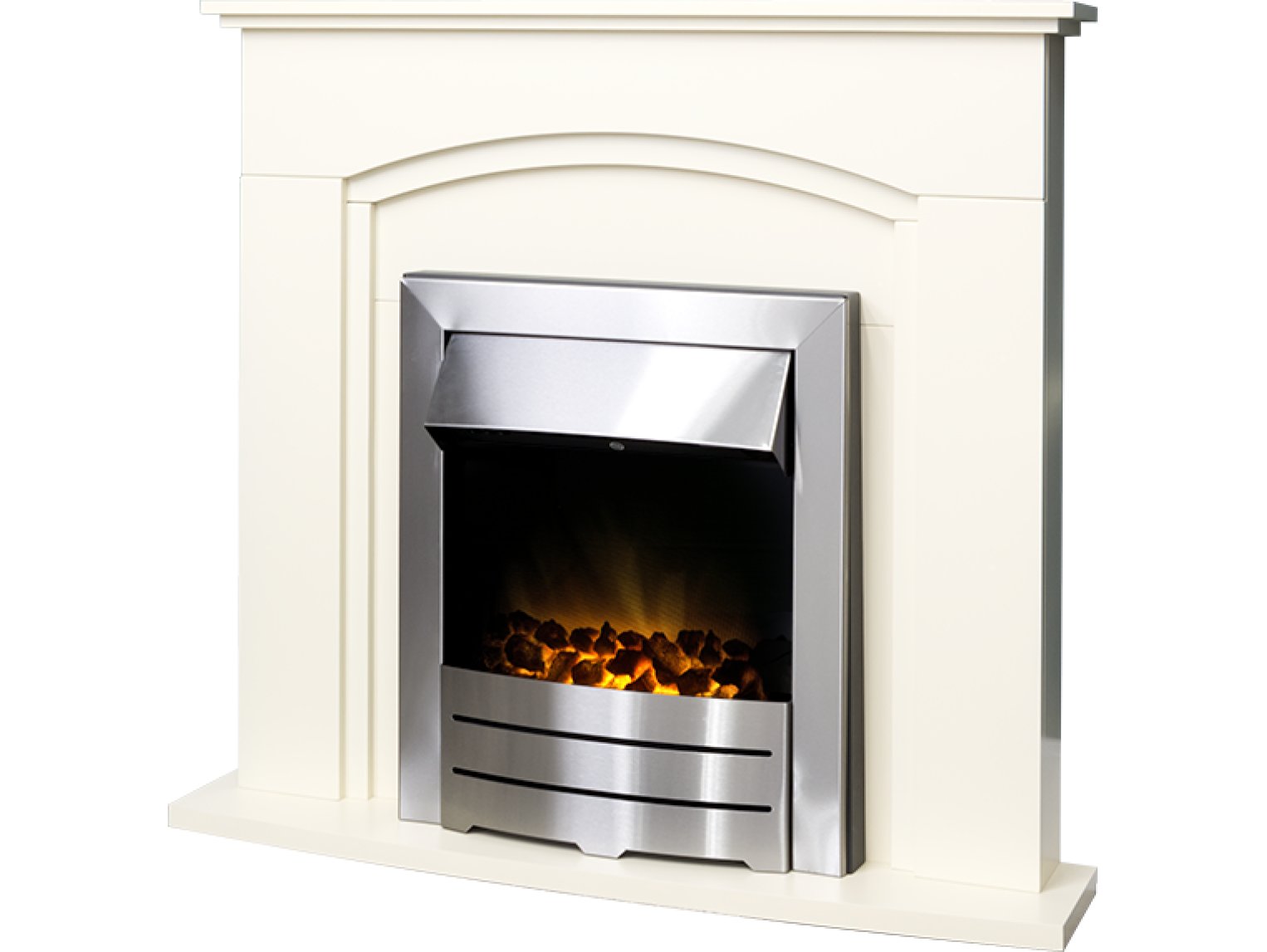 Adam Venice/Devon Fireplace Suite Cream + Colorado Electric Fire Brushed Steel, 39"