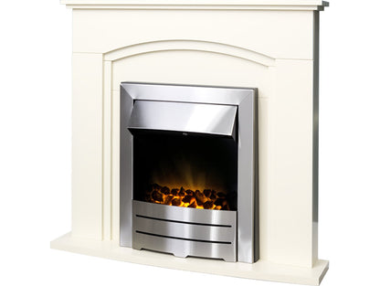 Adam Venice/Devon Fireplace Suite Cream + Colorado Electric Fire Brushed Steel, 39"