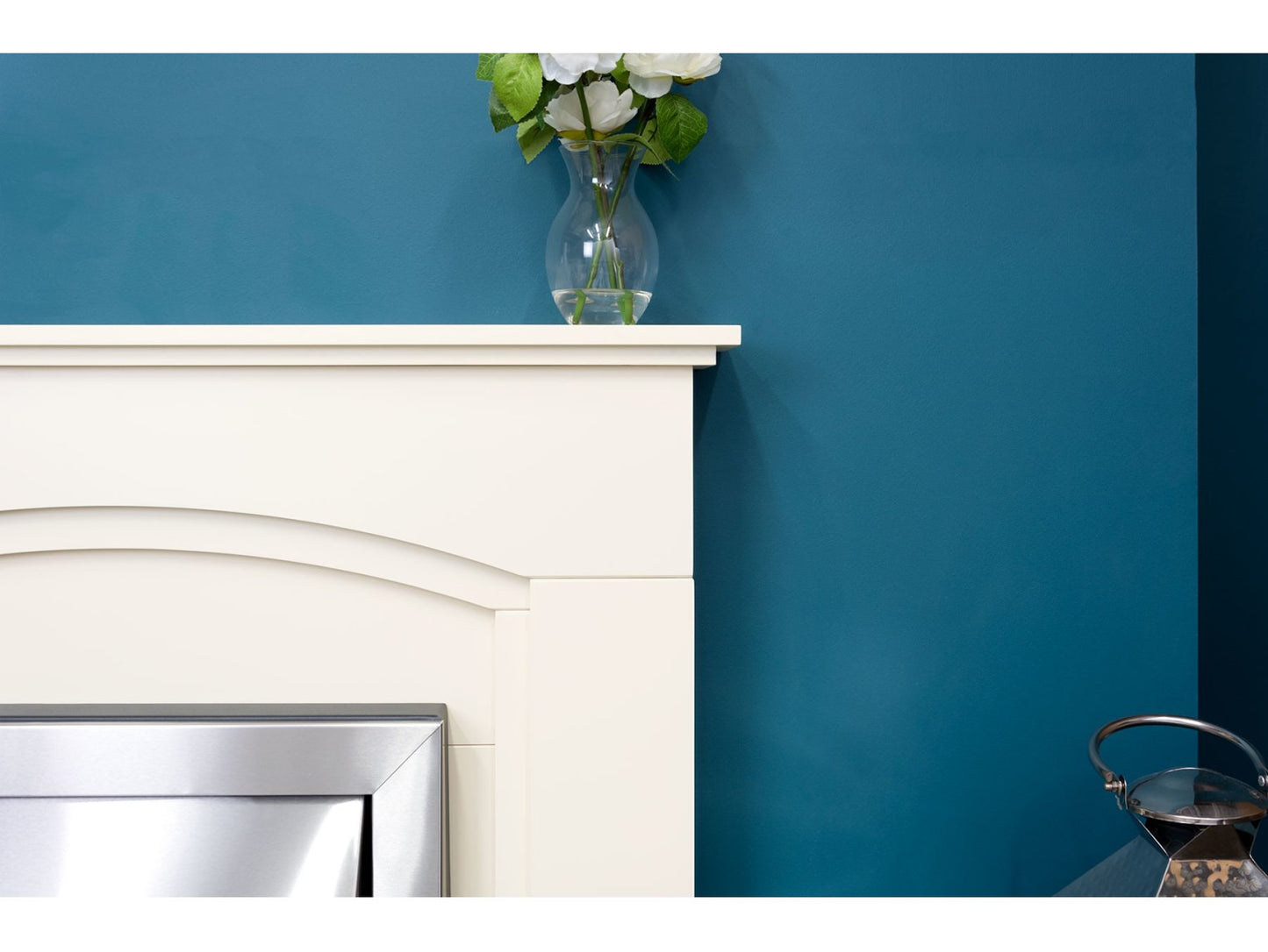 Adam Venice/Devon Fireplace Suite Cream + Colorado Electric Fire Brushed Steel, 39"
