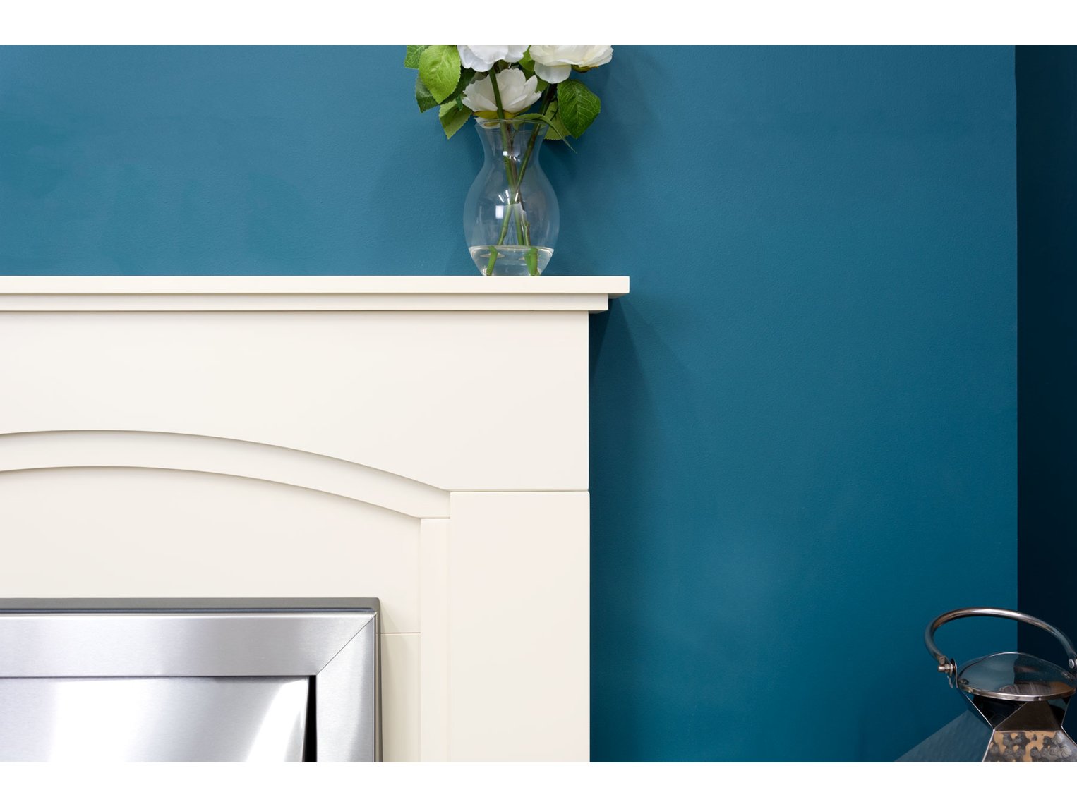 Adam Venice/Devon Fireplace Suite Cream + Colorado Electric Fire Brushed Steel, 39"