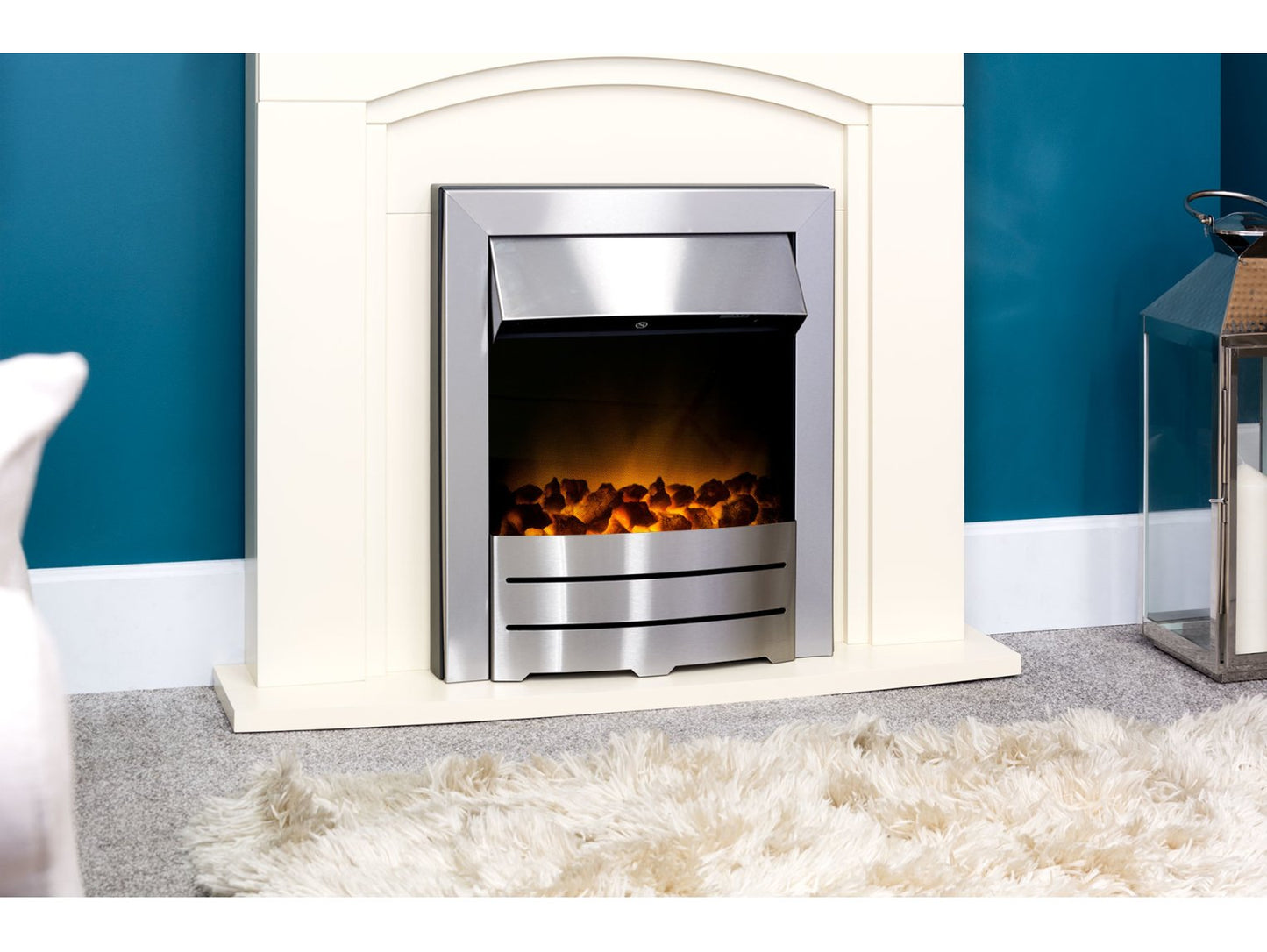 Adam Venice/Devon Fireplace Suite Cream + Colorado Electric Fire Brushed Steel, 39"