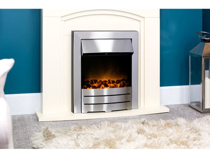Adam Venice/Devon Fireplace Suite Cream + Colorado Electric Fire Brushed Steel, 39"