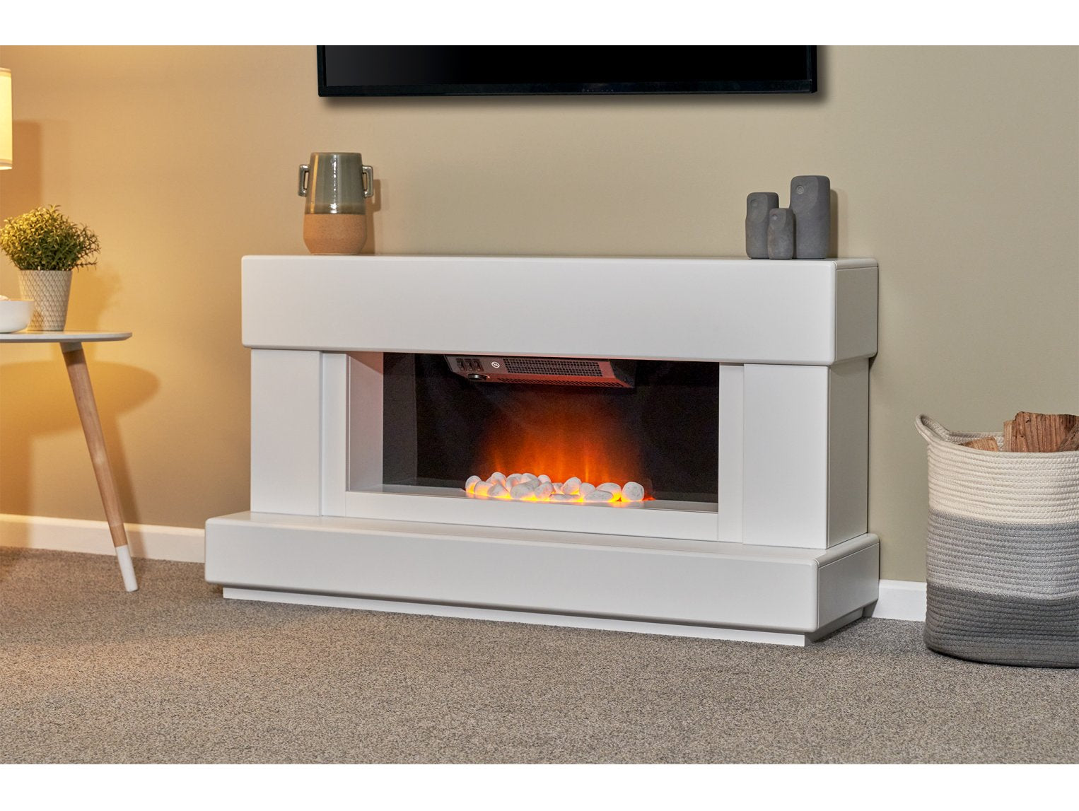 Adam Verona all White Electric Fireplace Suite , 48"