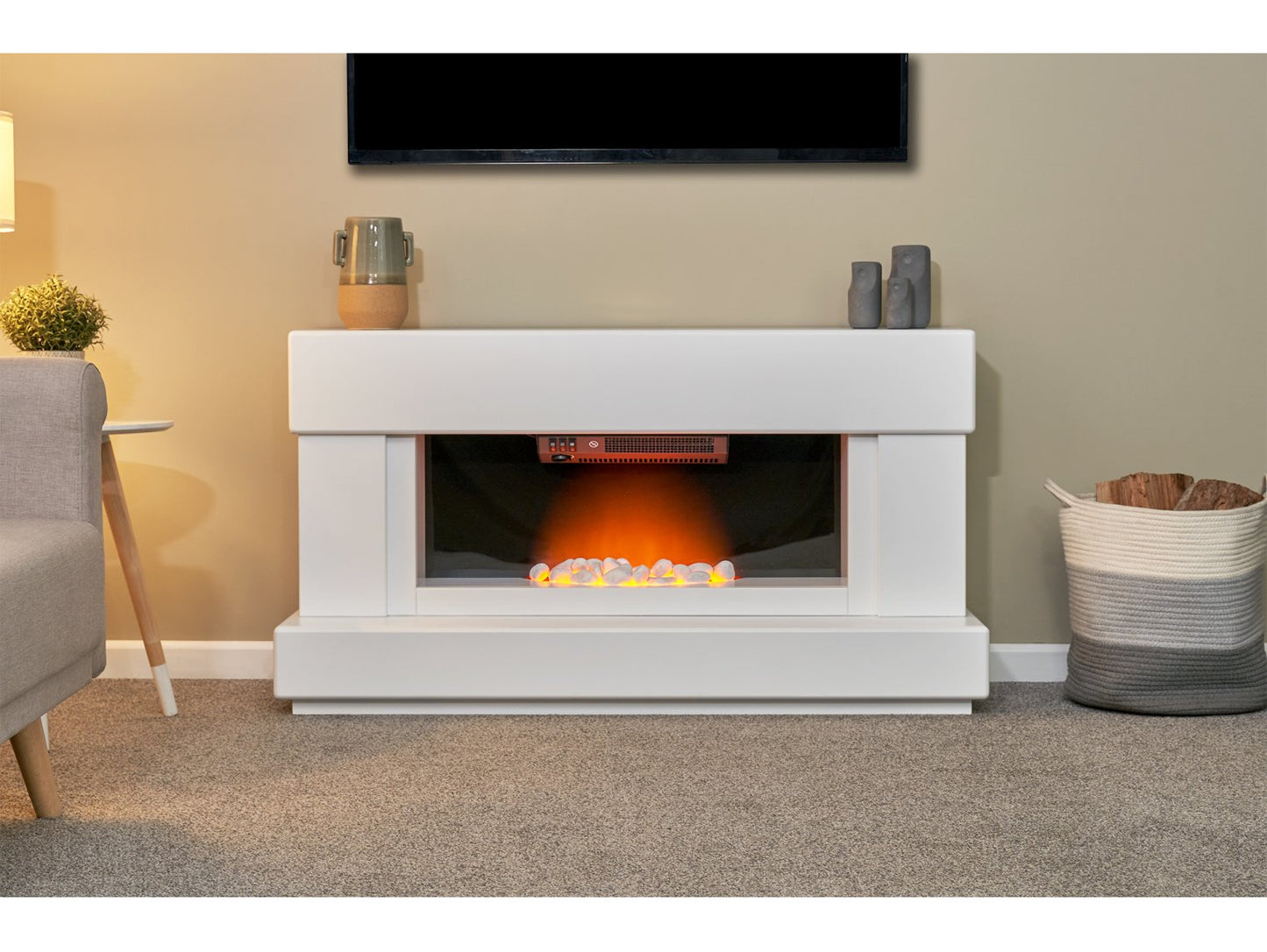 Adam Verona all White Electric Fireplace Suite , 48"