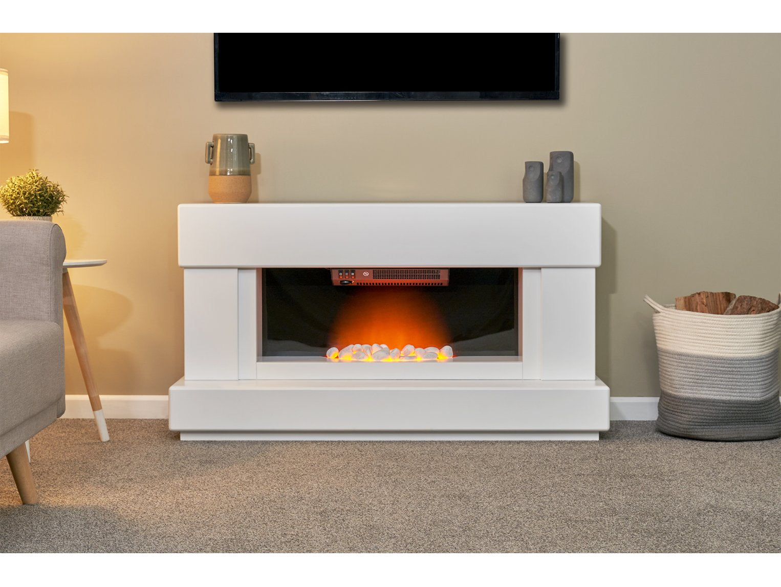 Adam Verona all White Electric Fireplace Suite , 48"