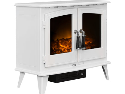 Adam Woodhouse Electric Stove Pure White + Straight Stove Pipe Black