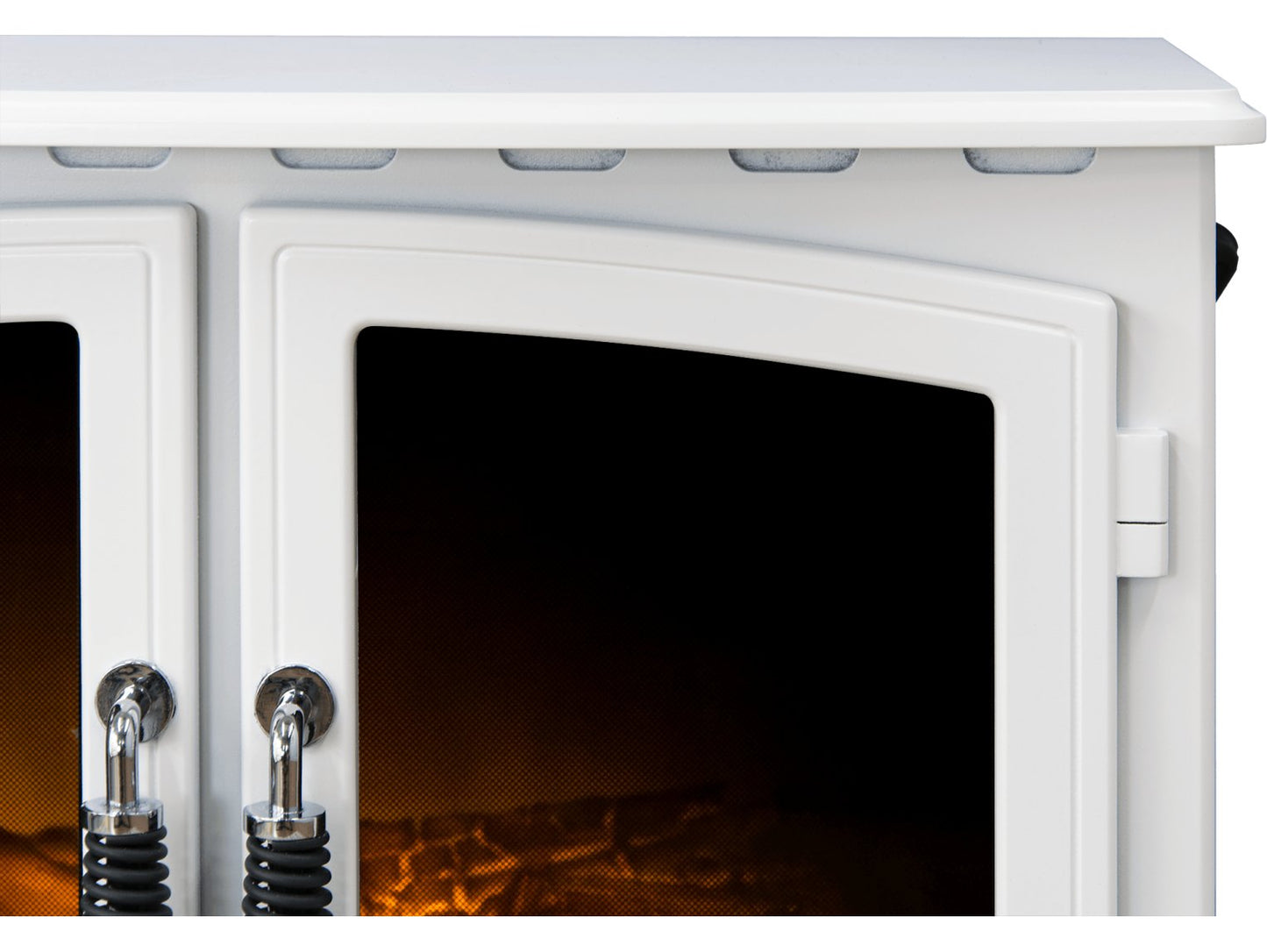 Adam Woodhouse Electric Stove Pure White + Straight Stove Pipe Black