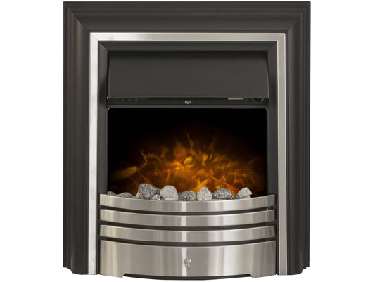 Adam York Freestanding Electric Fire in Brushed Steel