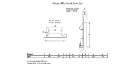 Dimplex Elda Optiflame Electric Fire in Stainless Steel