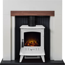 Load image into Gallery viewer, Adam Salzburg Stove Suite Cream walnut + Aviemore Electric Stove White Enamel, 39&quot;
