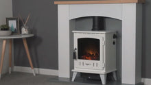 Load and play video in Gallery viewer, Adam Aviemore Electric Stove Cream Enamel + Straight Stove Pipe
