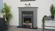 Load and play video in Gallery viewer, Adam Georgian Fireplace Grey + Chrome Elan Electric Fire, 39&quot;
