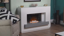 Load and play video in Gallery viewer, Adam Sambro Pure White Grey Shelf, 46&quot; Fireplace Suite
