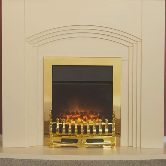 Adam Southwold Fireplace  Oak & Black + Blenheim Electric Fire Brass, 43"
