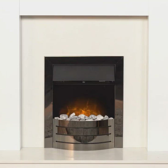 Adam Holden Fireplace in Pure White & Grey/White with Comet Electric Fire in Brushed Steel, 39 Inch