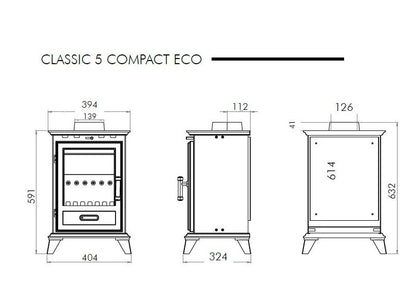 Gallery Classic 5 Compact Eco Wood Burning / Multifuel Ecodesign Stove 5kW