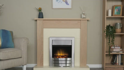 Adam Chilton Fireplace Pure White & Grey + Colorado Electric Fire Brushed Steel, 39"