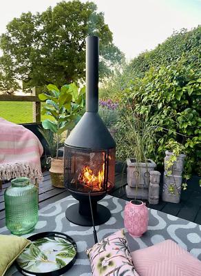 Porto Black Log Burner Fire Pit Chimenea From Olive & Sage